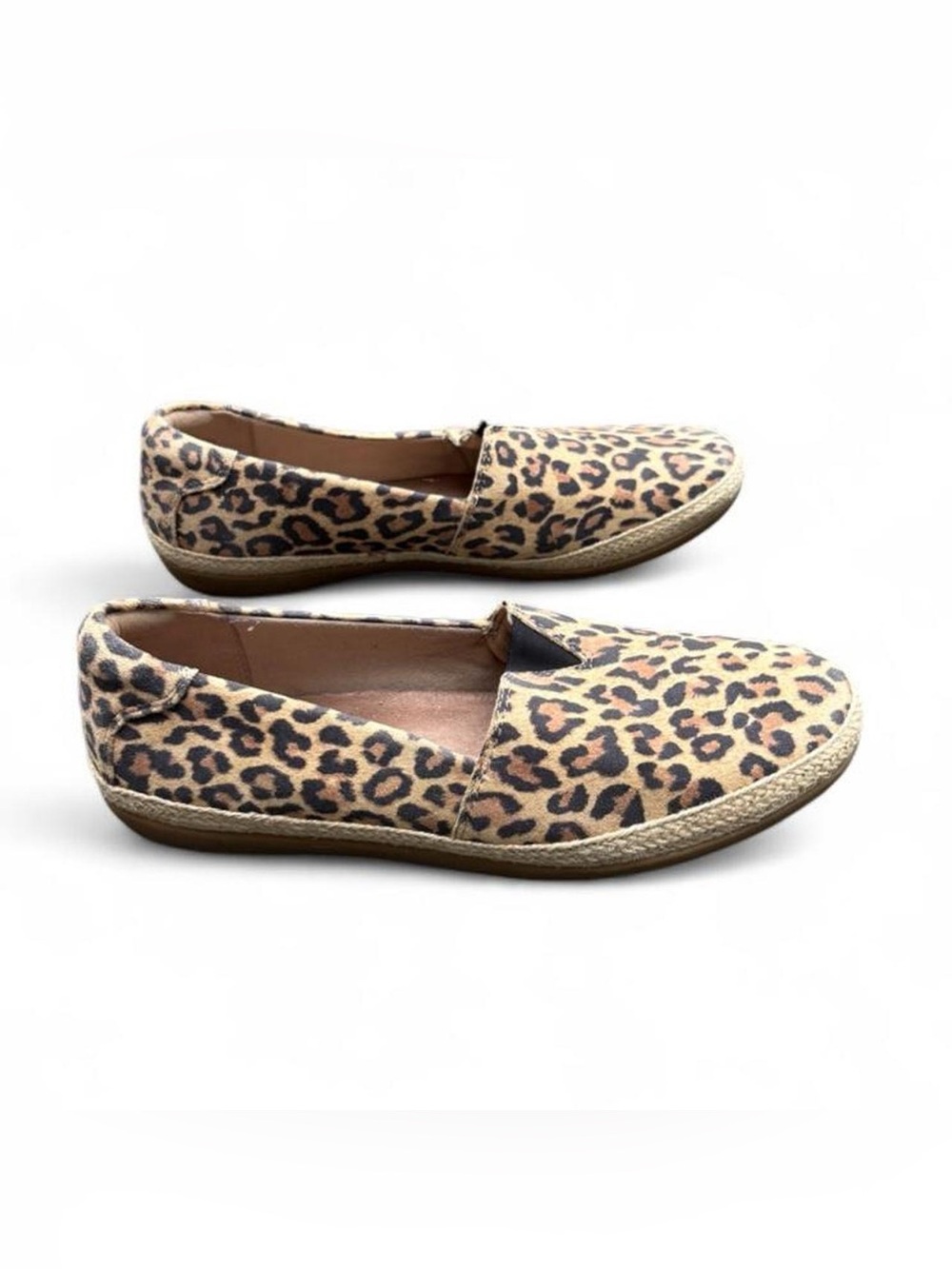 Clarks Danelly flats leopard print slip on espadrille shoes